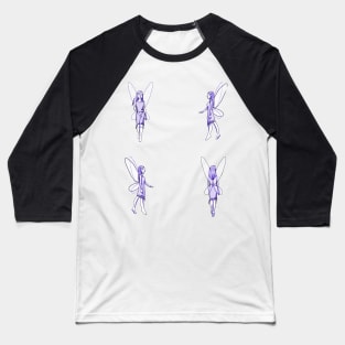 Purple Fairies on White Baseball T-Shirt